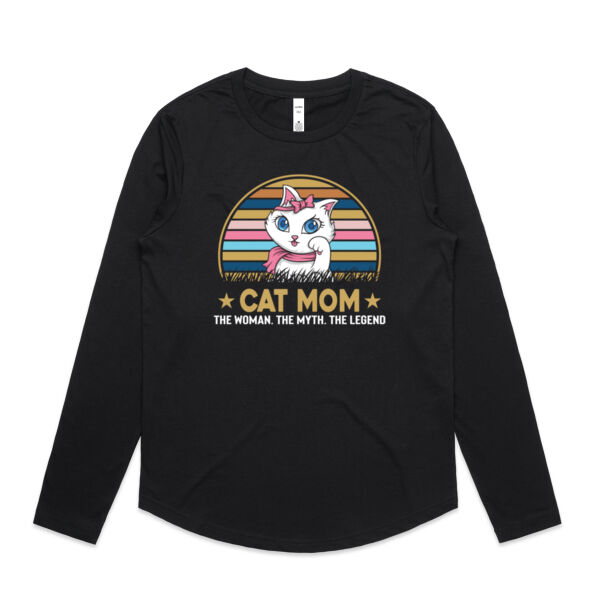 Cat Mom - Womens Curve Longsleeve Tee Thumbnail
