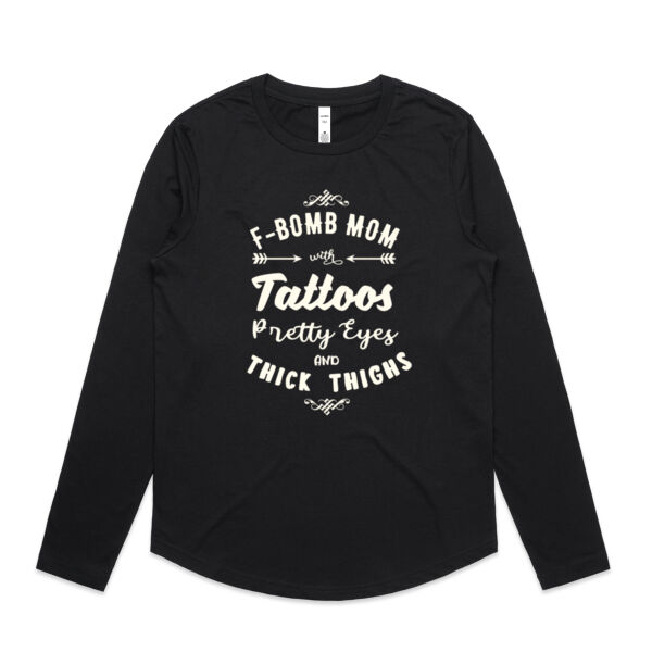 F-Bomb Mom - Womens Curve Longsleeve Tee Thumbnail